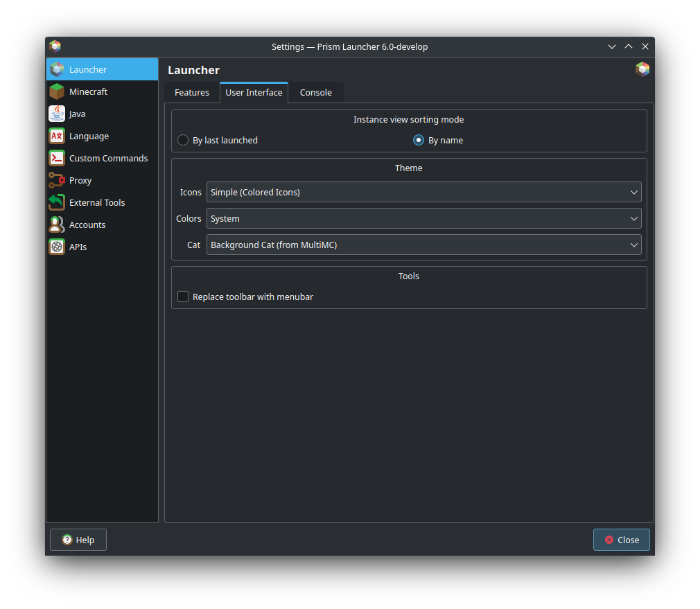 User Interface tab under Launcher tab in settings